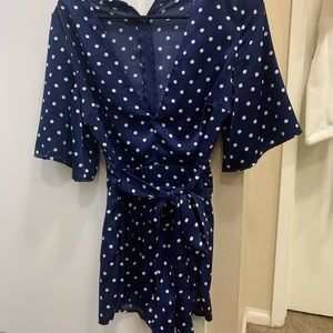 Blue polka dot romper